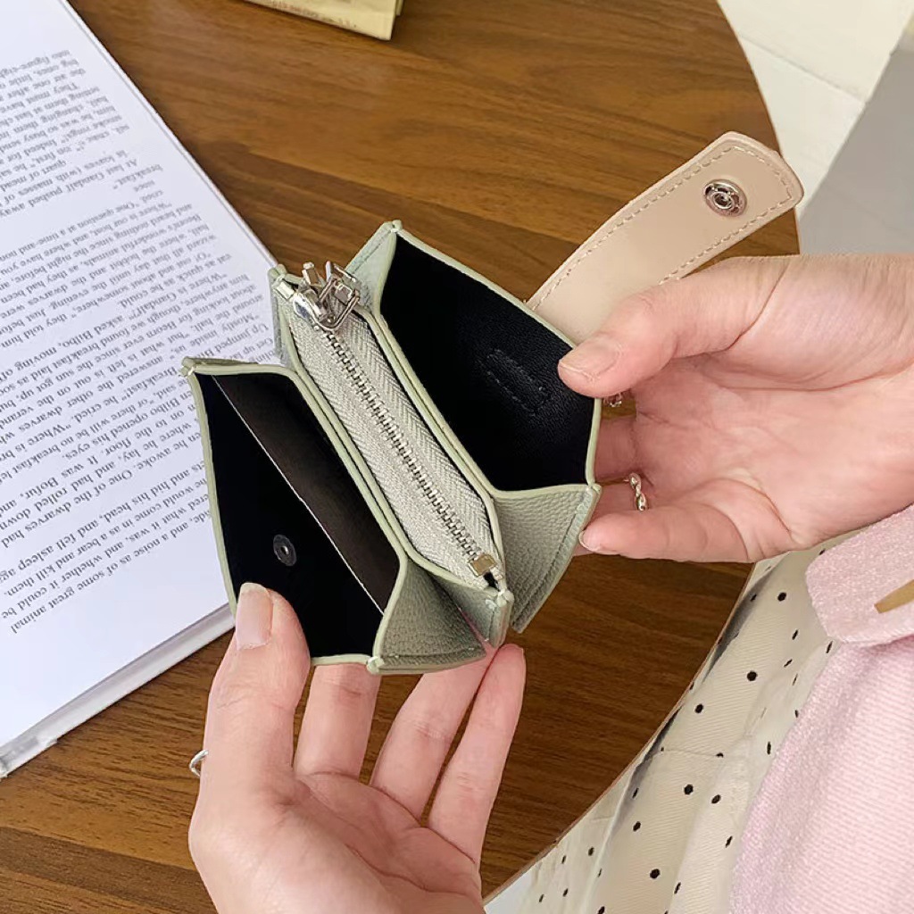 ins Korean version dopamine color scheme ~ Simple and contrasting color ladies' card bag wallet zipper large capacity clutch in stock Application Scenario