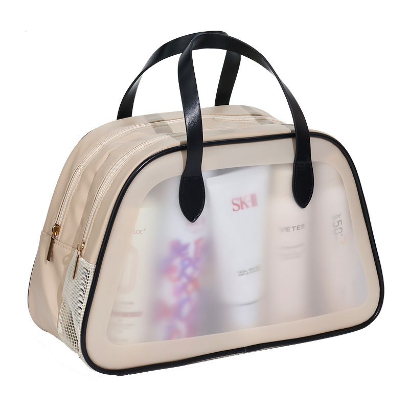 Dry-wet separated toiletries bag, double-layer semi-circular portable travel waterproof fitness swimming high appearance level makeup bag storage bag Item Picture