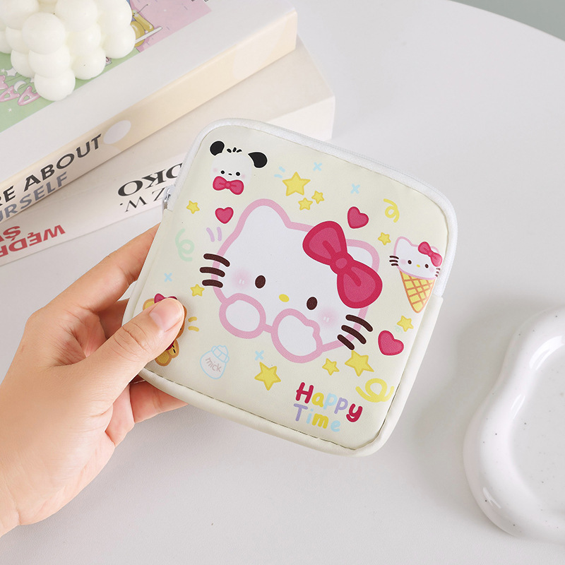 kitty Cute girl cartoon menstrual kit, sanitary napkin, large-capacity storage bag, portable and easy to carry, student sanitary napkin details Picture