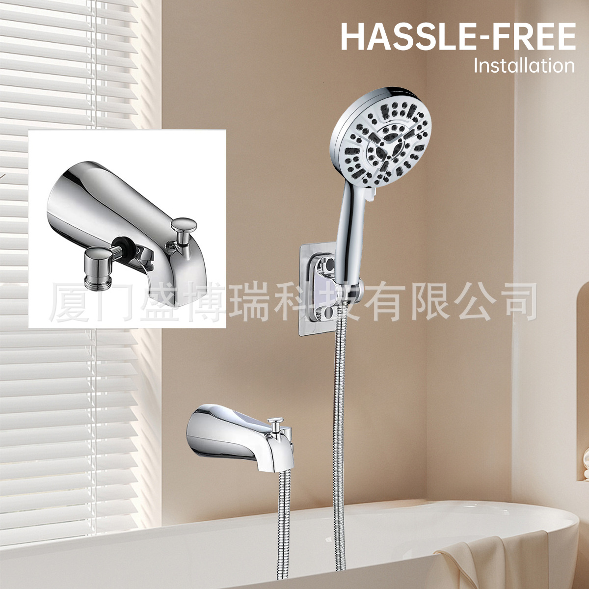 Amazon bathtub faucet wall-mounted hot and cold shower head set built-in bathtub faucet details Picture