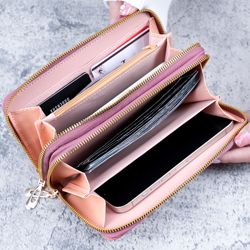 Wallet Women 2023 New Long style Korean-style casual phone bag for ladies, double zipper wallet, large capacity card case details Picture