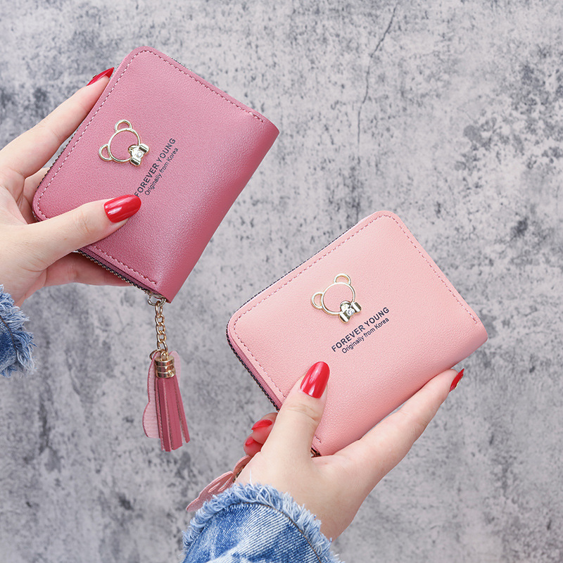 2021 New style small wallet for women, short bear zipper, large capacity mobile phone bag, 100 fashionable clutch full figure