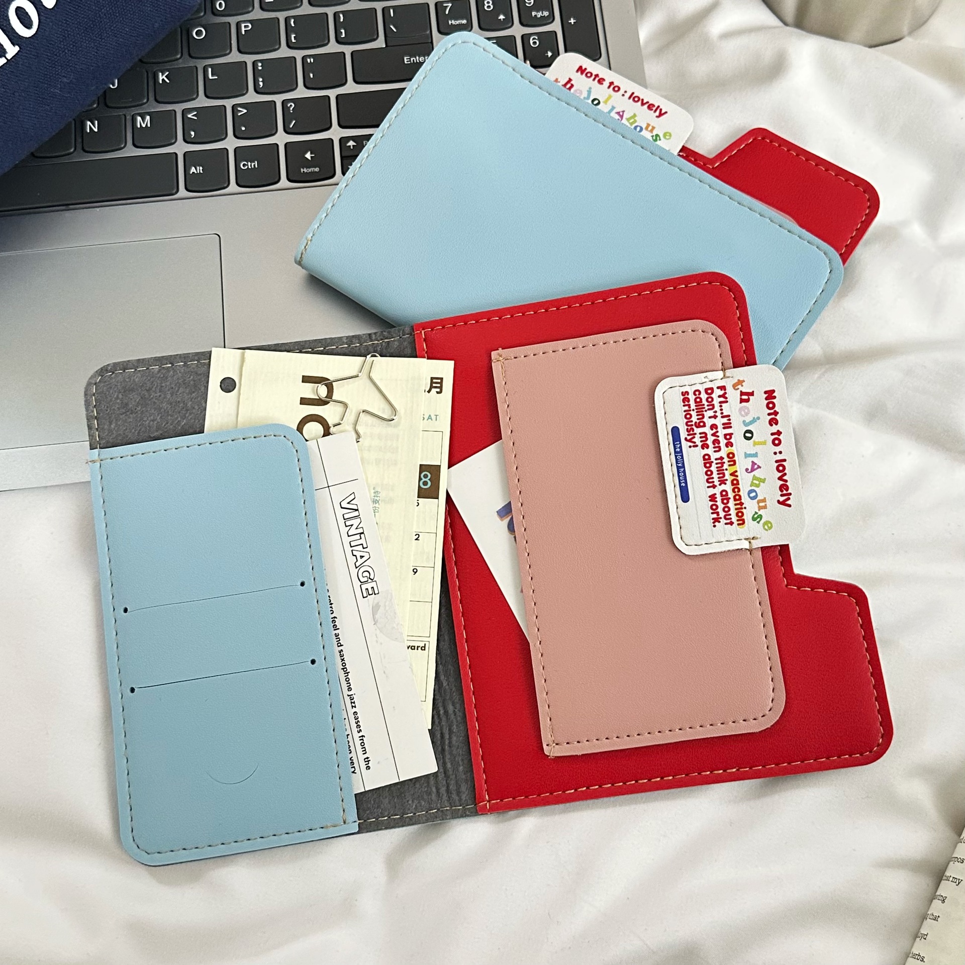 ins color-block passport bag 2025 New multi-functional passport card holder, document bag, storage bag, air ticket holder, wallet details Picture
