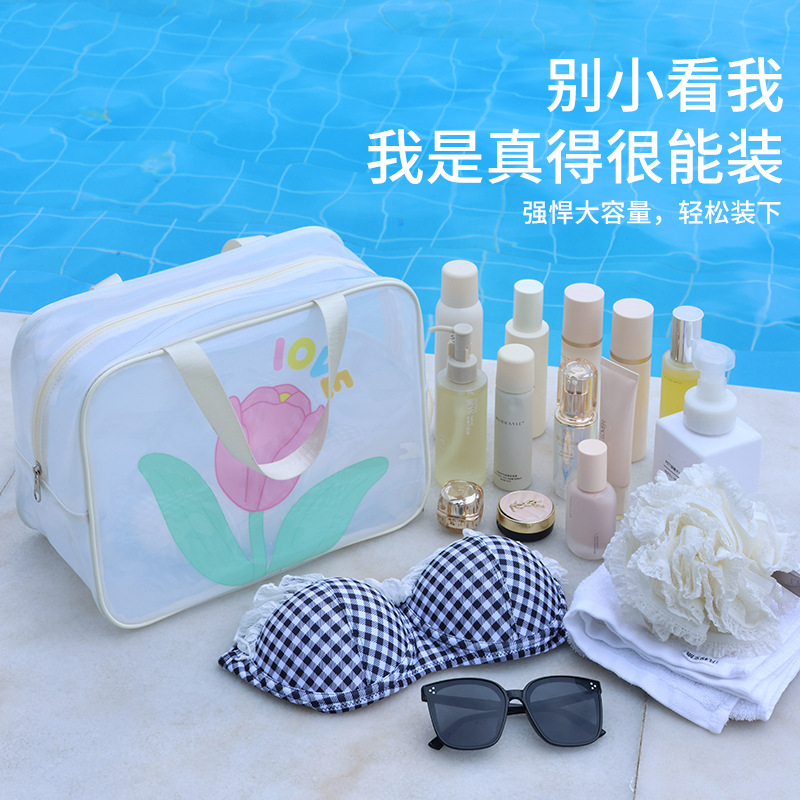 High-appearation-level large-capacity travel makeup bag, sports and fitness swimming bag, dry and wet separation pvc toiletry bag, beach bag Application Scenario