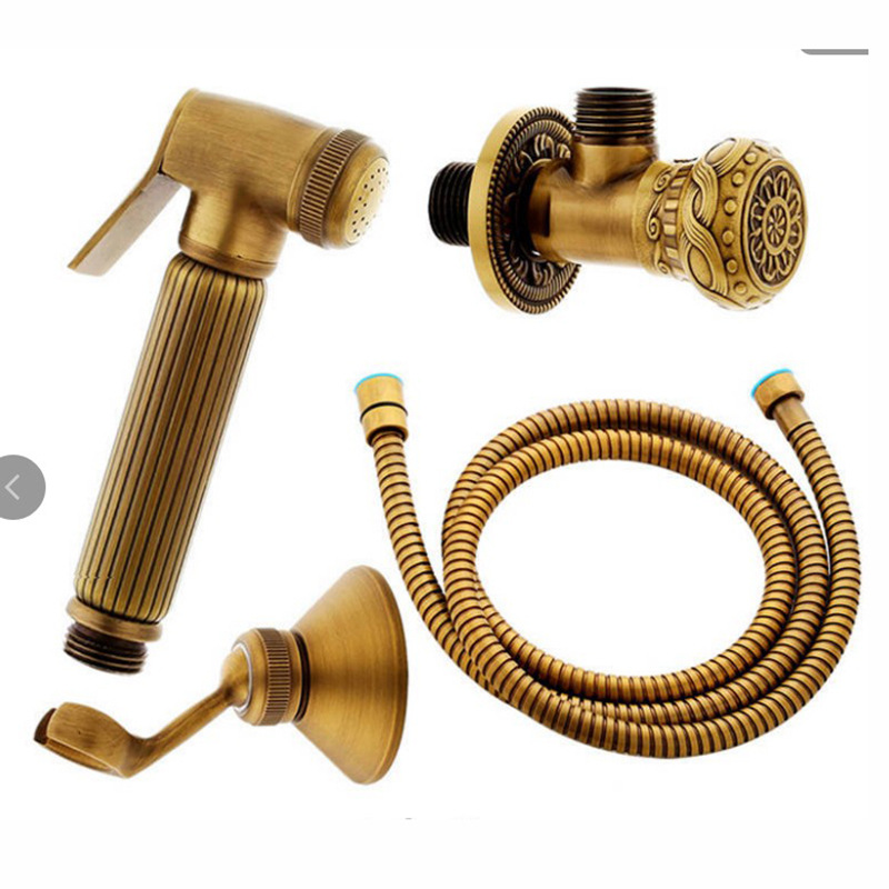 Retro copper women's washbasin set, pressurized spray gun, copper antique triangular valve women's washbasin manufacturer, wholesale in stock details Picture