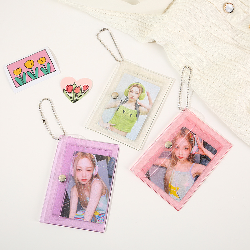 Creative and cute girl transparent card case, ins student coin purse, card holder, keychain, meal card, bus card holder full figure