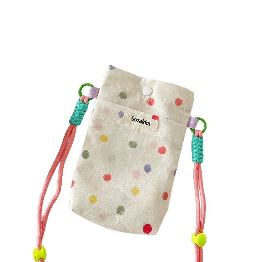 54113 Color polka dot lanyard mobile phone case, new style, portable mobile phone storage, hand-held miscellaneous coin purse for women Item Picture