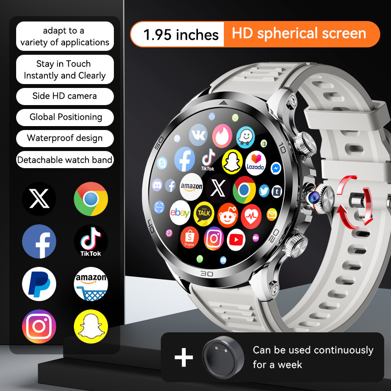 The new cross-border H19 card-inserting smart smartwatch with AMOLED round screen, smart watch and sports WiFi details Picture