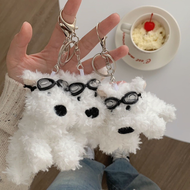 Cute plush dog Ins-style mini West Highland pendant, keychain, figurine pendant, schoolbag hanging decoration Application Scenario