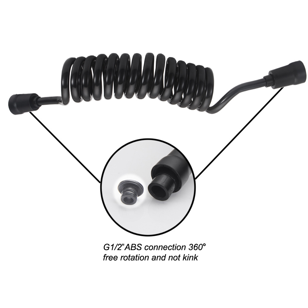 Cross-border black showerhead, shower hose, telescopic spring, telephone line hose, gynecological washer, spray gun, butt wash, connection hose Item Picture