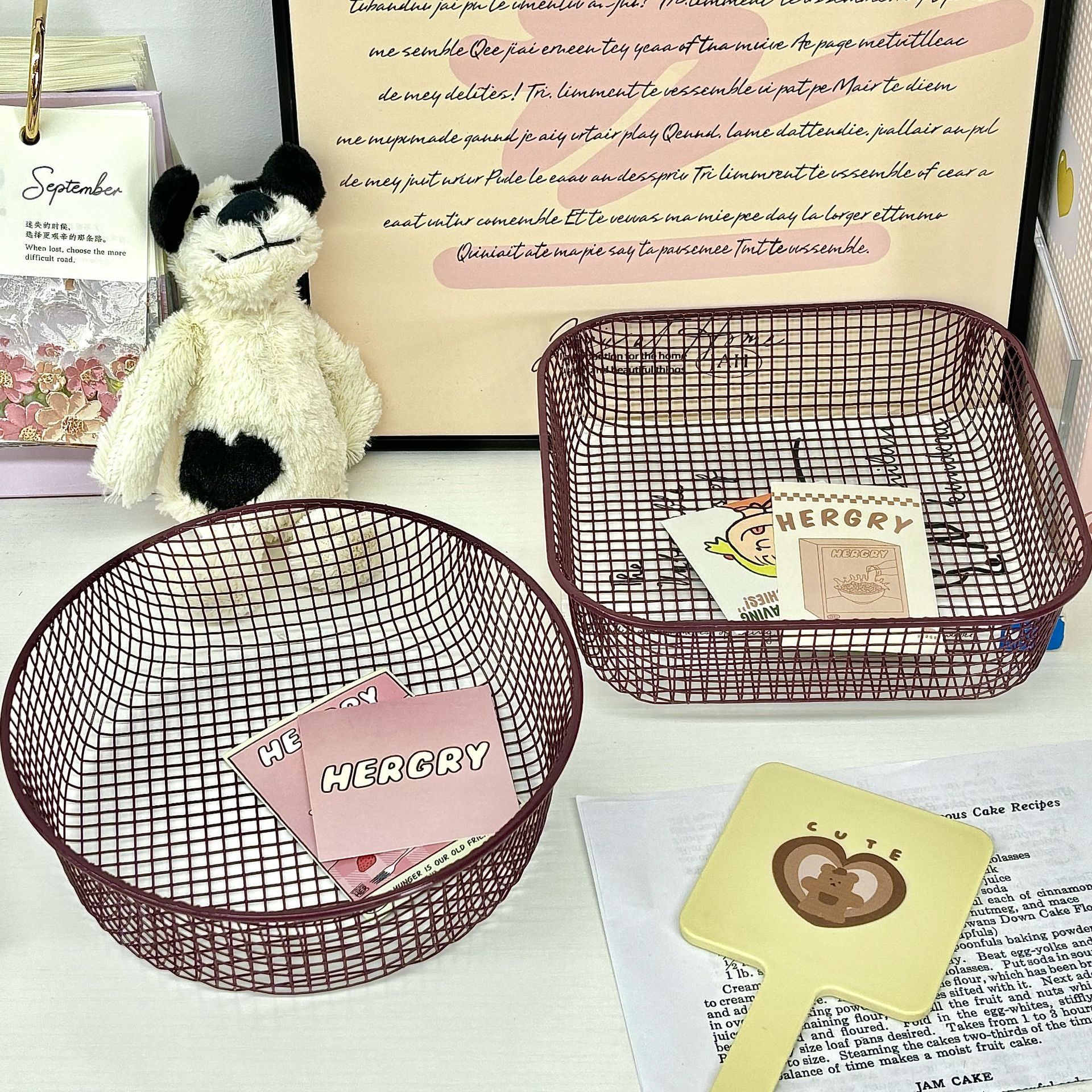 Ins-style desk miscellaneous storage basket, student small items, office stationery storage box, desktop ironwork organization and storage Item Picture