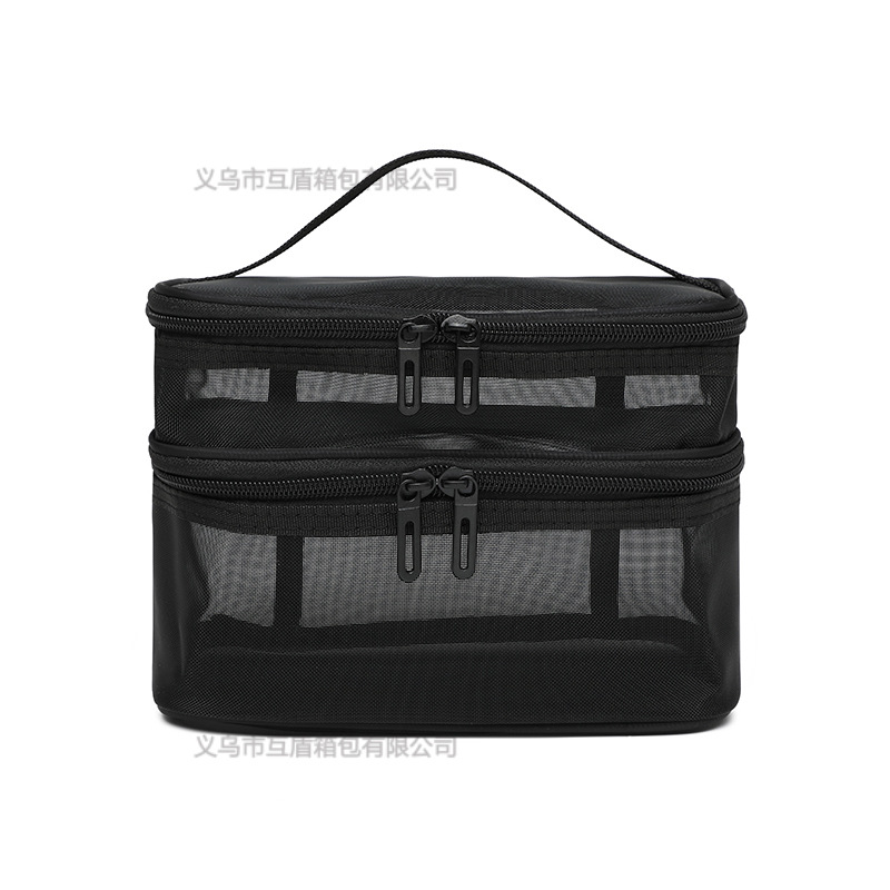 Cross-border wholesale double-layer large-capacity mesh bags, toiletry bags, business trip toiletry bags, storage bags, travel mesh bags, makeup bags Item Picture