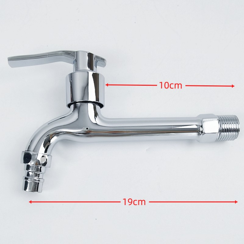 17cm long 4-minute pointed nozzle quick-opening washing machine faucet, extended mop sink, copper core DN15 faucet manufacturer details Picture