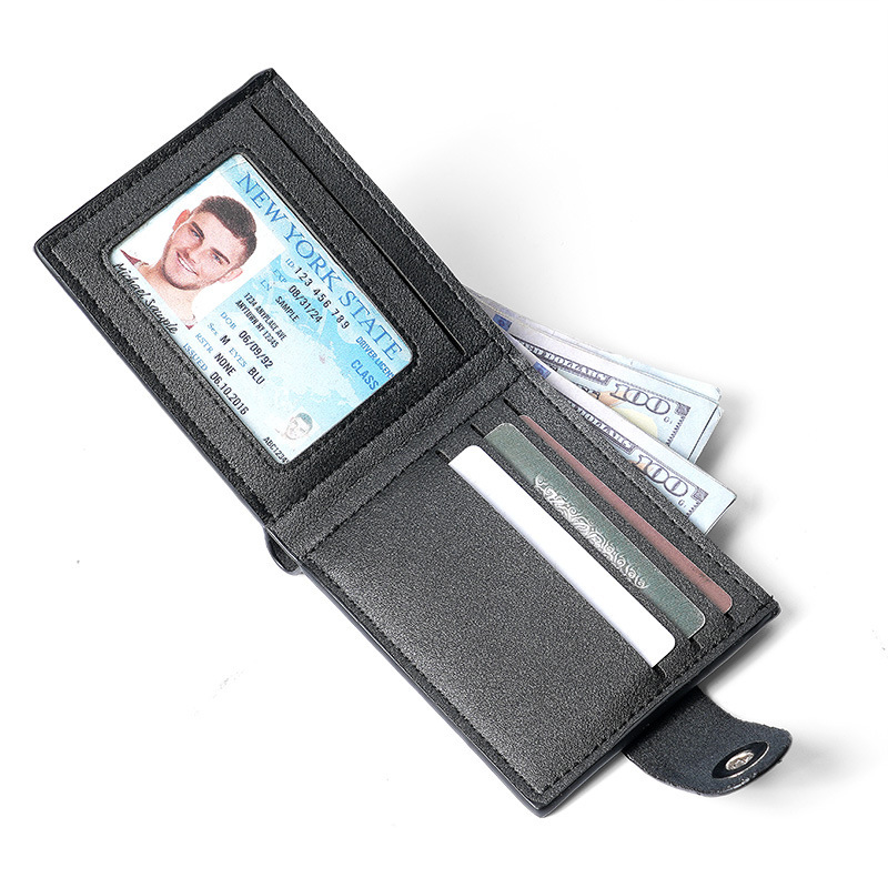 Men's fashionable short button wallet, multi-position casual wallet, horizontal cross-border men's wallet, factory direct sale in stock details Picture