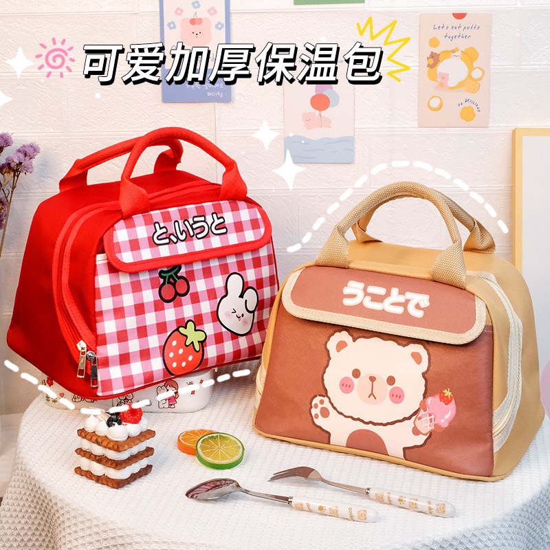 Wholesale of high-appearance-level aluminum foil insulated lunch box bags in an ins style for students' hand-held lunch boxes details Picture