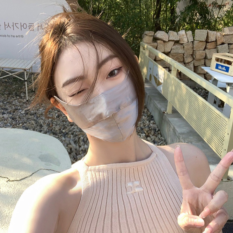 Summer thin breathable silk sun protection mask, UV protection, eye protection corner, women's high appearance level, full face mask, mulberry silk Item Picture