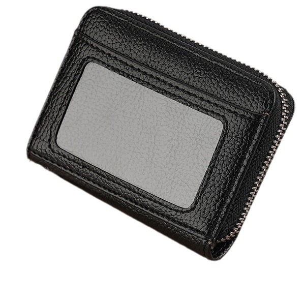 Amazon's best-selling card case with accordion zipper, bank card case, key case, pu multi-functional foreign trade card case with lychee pattern Item Picture