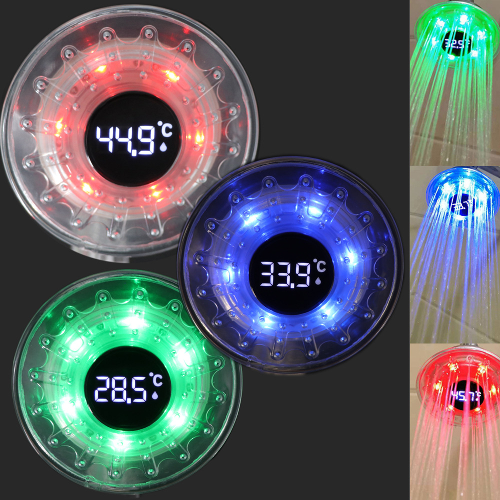 New led showerhead with digital display, temperature control, three-color and seven-color color-changing, multi-functional adjustable water output mode SDH1-b8 full figure