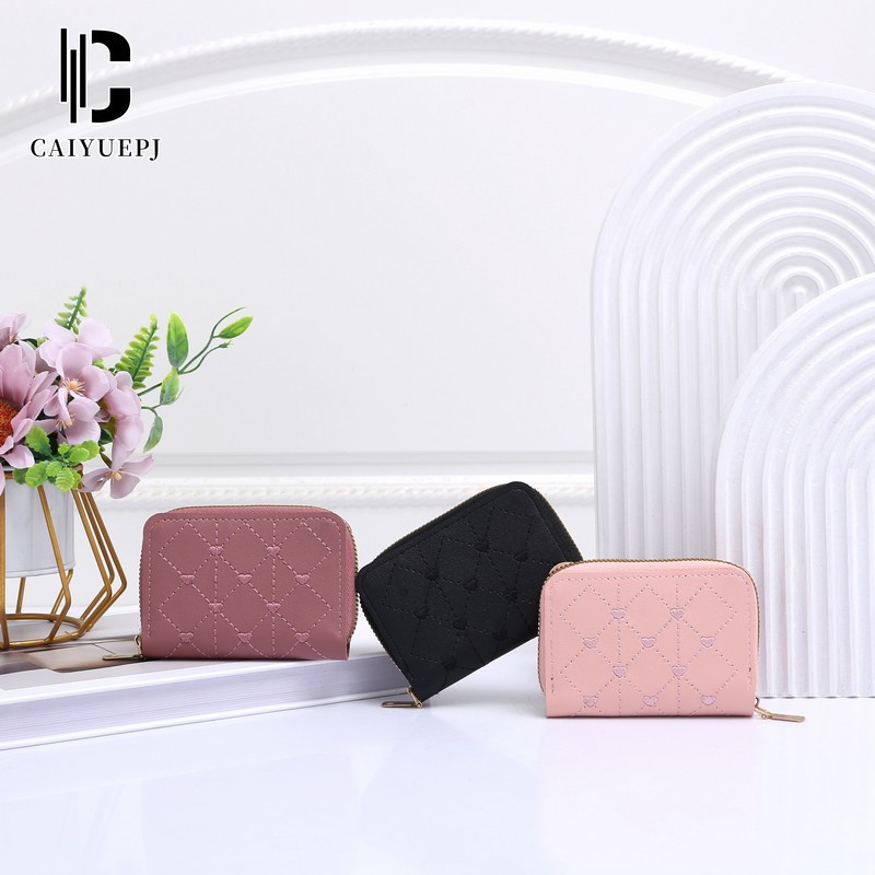 Women's short zipper coin case, access card holder, coin purse, card case integrated, multi-slot, retro women's wallet Specification drawing