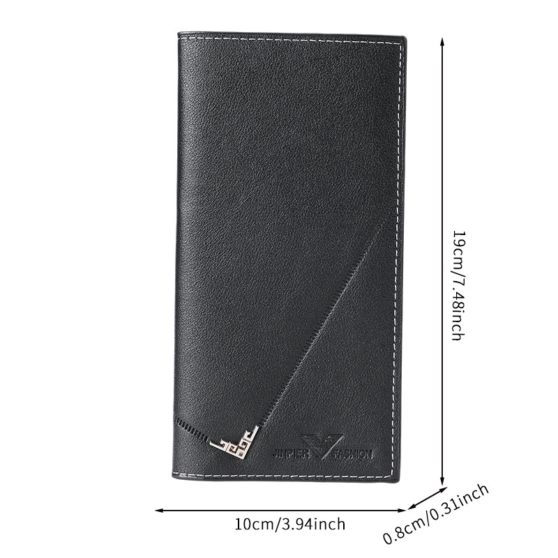 New men's wallet, long men's wallet, vertical thin youth soft wallet, multi-slot large capacity, fashionable suit bag Item Picture