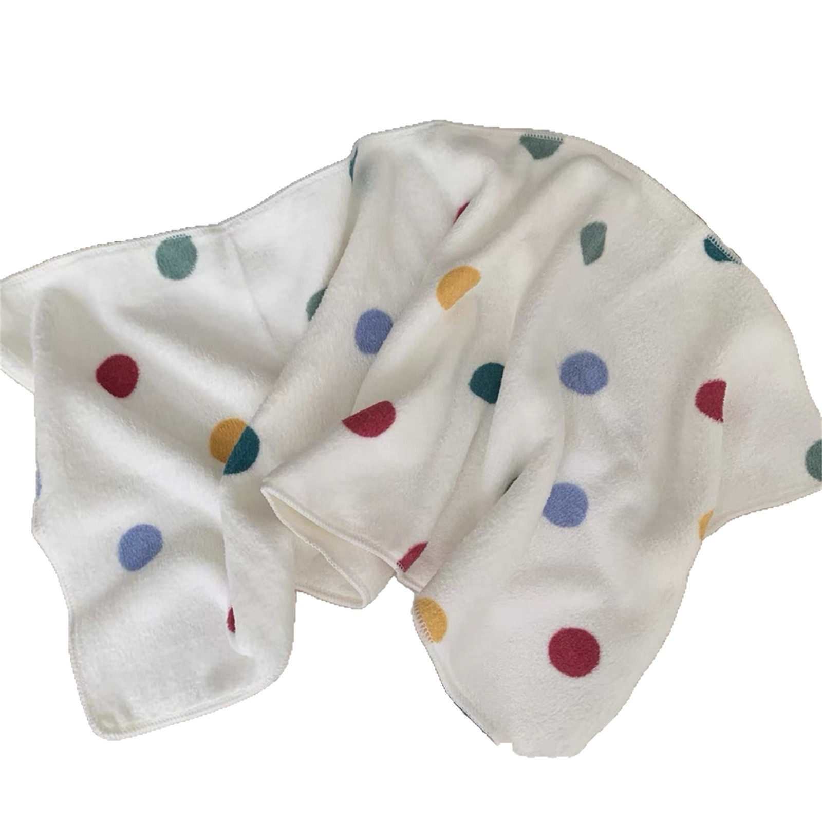 Fresh and colorful polka dot bath towel, coral fleece wrap towel, home soft, skin-friendly, absorbent and quick-drying adult bath towel Item Picture