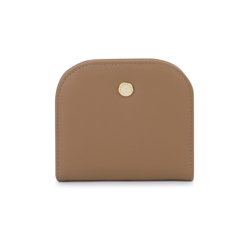 New semi-round mini women's cute, simple and small wallet with multiple slots, solid color, versatile short coin purse and portable bag Item Picture