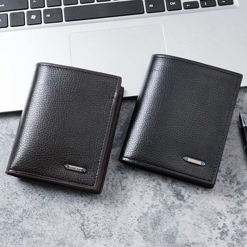 A large quantity of PU framed vertical men's wallets in stock, simple and casual men's coin purses, short men's wallets Specification drawing