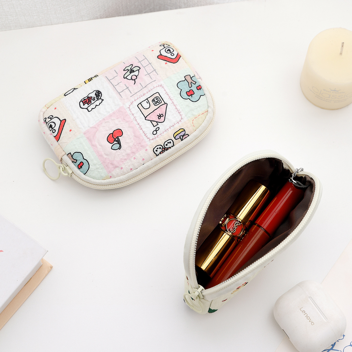 New cartoon bear coin purse, InS-style portable button makeup bag, multi-functional coin purse, ID card storage bag full figure