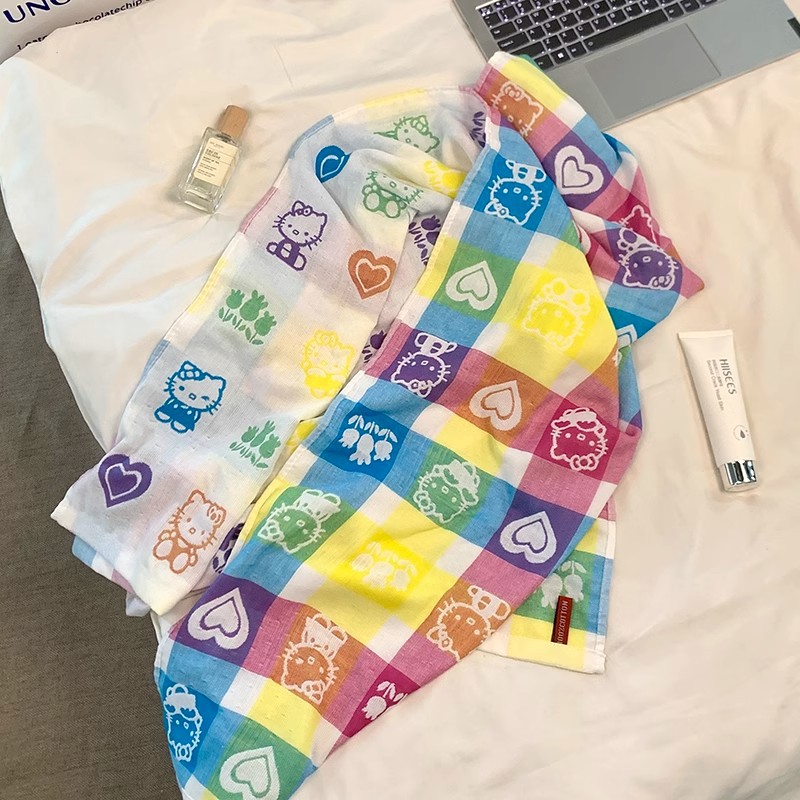 Cartoon cat all-cotton bath towel 2025 new style Baby wrap towel Gauze cotton household large bath towel Bath Absorbent towel full figure