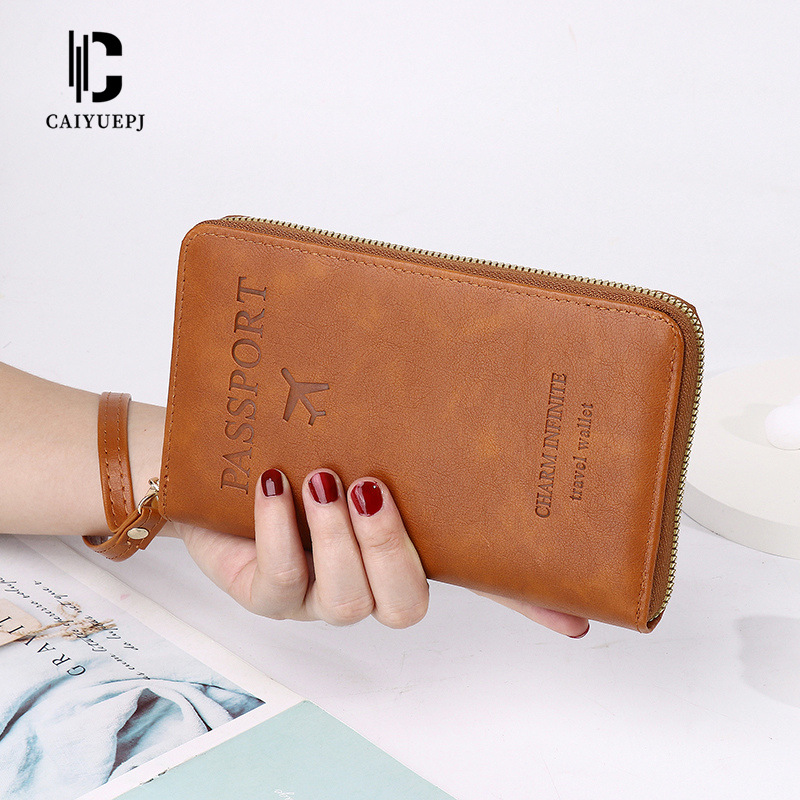 New passport bag, air ticket storage, document bag, zipper, long wallet, multi-functional travel passport holder for both men and women Specification drawing