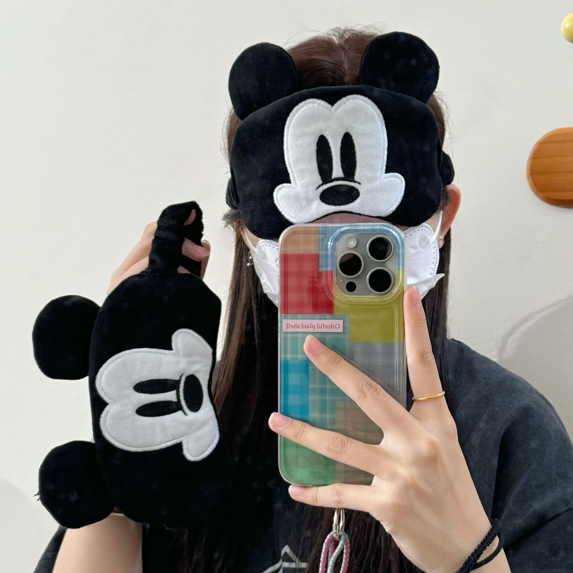Mickey Cartoon eye mask, breathable and comfortable for midday rest and sleep, special light-blocking eye mask for sleeping, travel hair band, dual-purpose for washing and grooming full figure