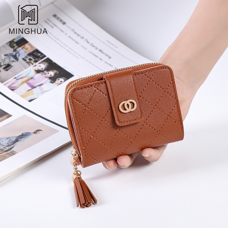New women's wallet short solid color card bag 2023 summer simple cross-border button small coin wallet wholesale Specification drawing