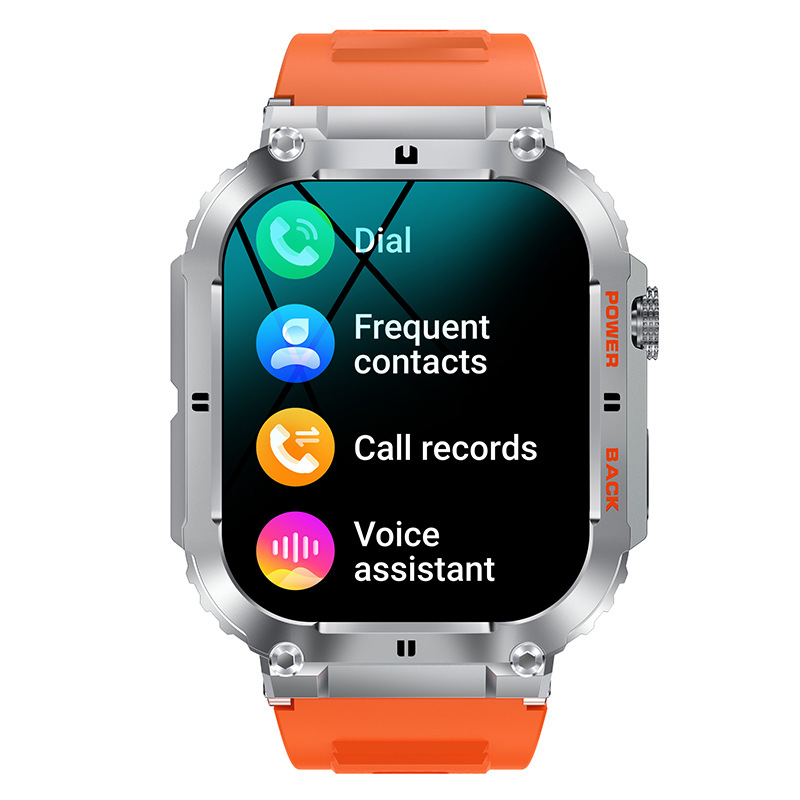 Cross-border three-proof K57PRO smartwatch 1.96-inch outdoor three-proof Bluetooth call, heart rate and blood pressure, exercise step counting Item Picture