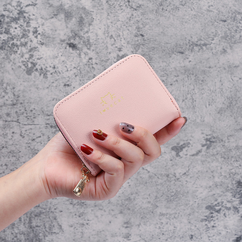A simple Korean version of a female student's fashionable mini card case with multiple slots, a multi-functional coin purse and a small wallet Item Picture