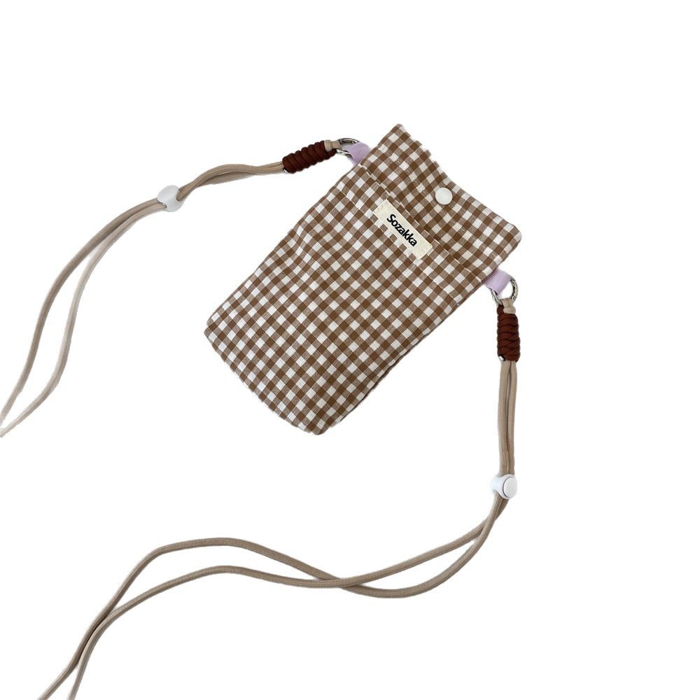 54113 checkered style mobile phone case, miscellaneous storage bag, walking key, loose change card bag, hand-held small cloth bag mobile phone case Item Picture