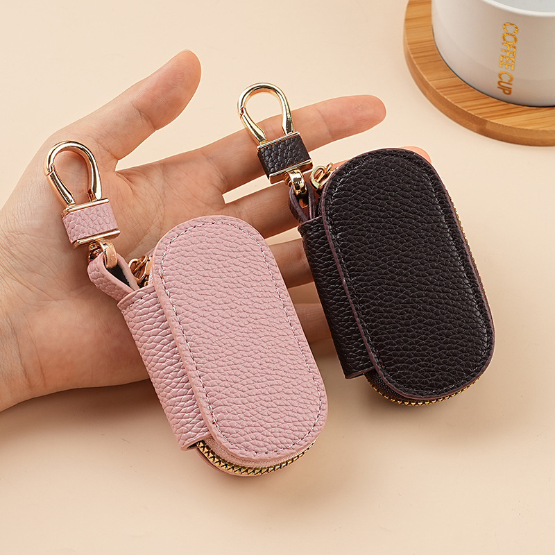 Cross-border men's pu key case solid color Korean version car key protection case for both men and women universal key case details Picture