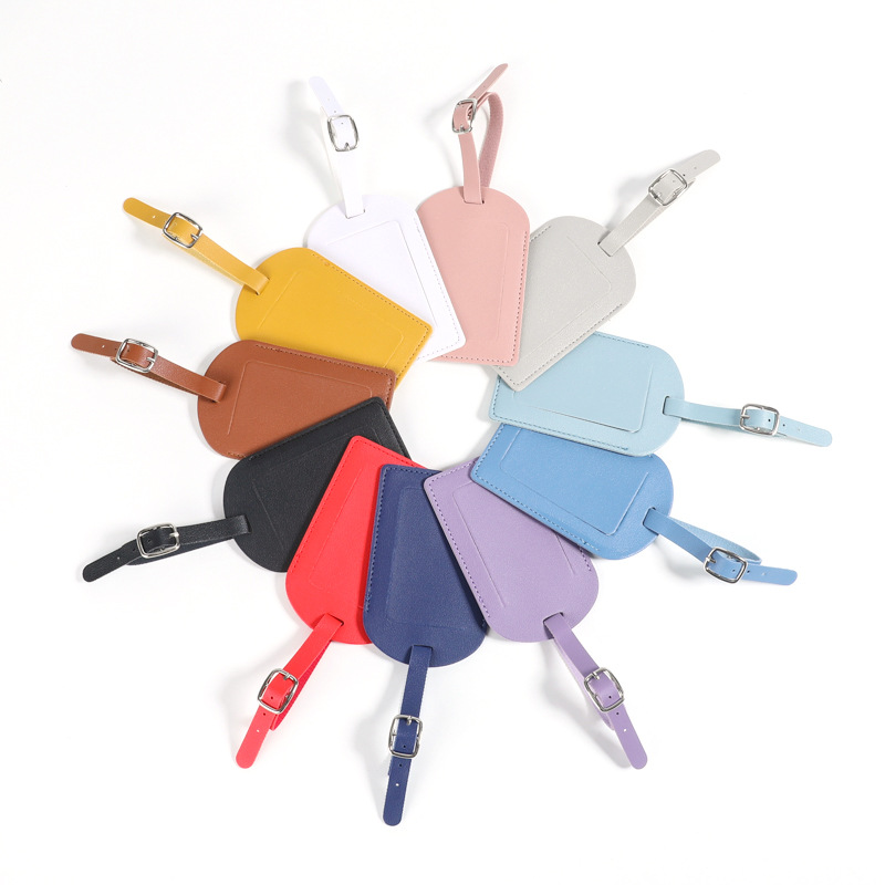 Wholesale of multi-color pu imitation leather luggage tags with lanyard straps, card paper luggage tags, boarding pass card holders available upon order, LOGO in stock Item Picture