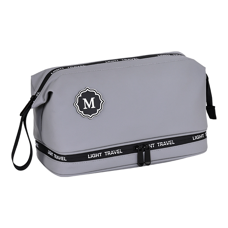 New dry-wet separation leather film toiletries bag, men's business trip toiletries storage bag, high-end makeup bag Item Picture