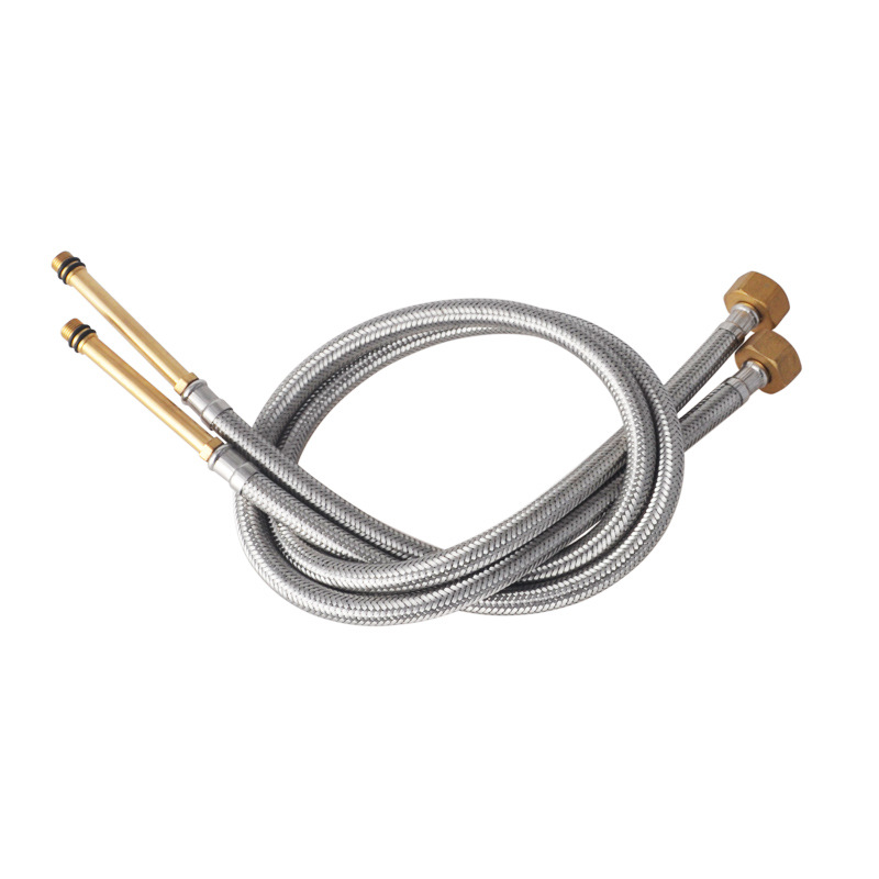 304 stainless steel braided single-ended pipe for kitchen sink, hot and cold water faucet, high-pressure pipe, extended pointed water inlet hose Item Picture