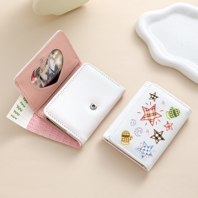 Foreign Trade Star Ins-style student love card bag for primary and secondary school wallets with multiple slots, 30% off short folding coin purse full figure