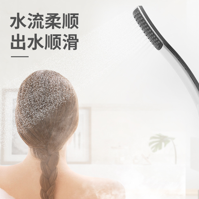 S-type shower head, non-pressurized shower head, electroplated outer layer, coarse holes, soft rubber water outlet holes Specification drawing