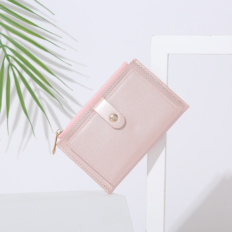 The new 2021 women's wallet is a short wallet with a cute and simple pearlescent design. It is a student coin purse with a niche design for women Specification drawing