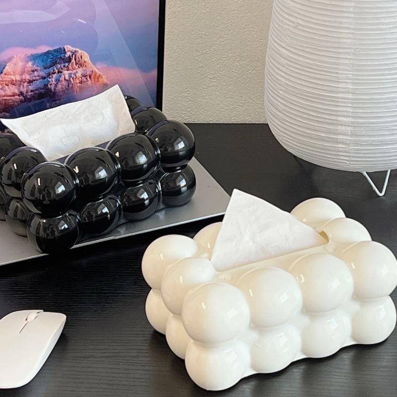 Cute cream-style marshmallow tissue box, high-end and light luxury living room coffee table, creative desktop decoration, tissue box storage Item Picture