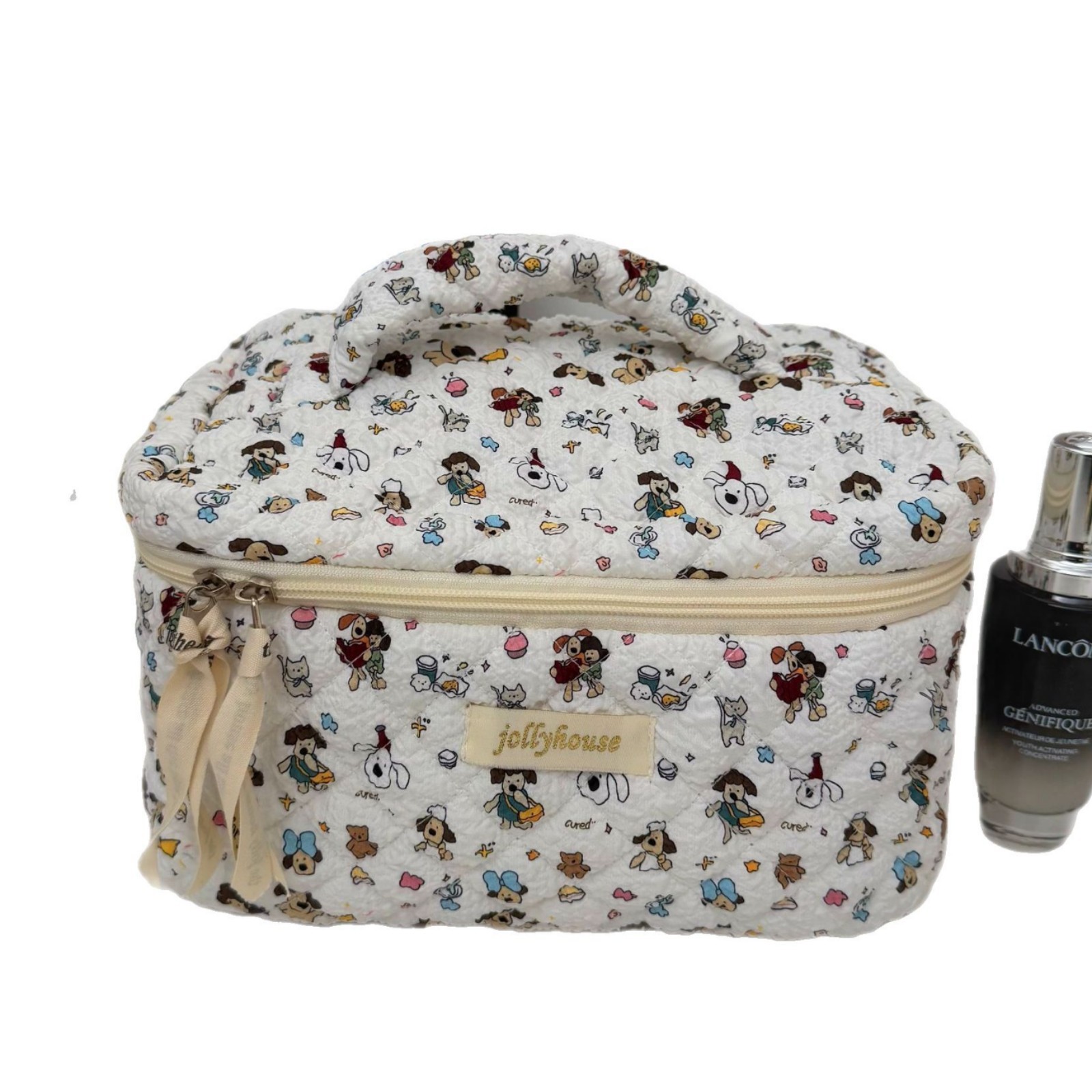 2025 New cartoon dog makeup bag for women's travel, portable large-capacity cosmetics storage bag and handbag Item Picture