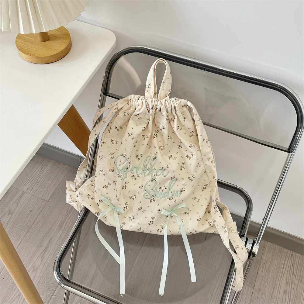 54194 Pastoral Small Floral ins Retro Travel College Student Letter Embroidery single-shoulder Bag Travel Backpack Specification drawing