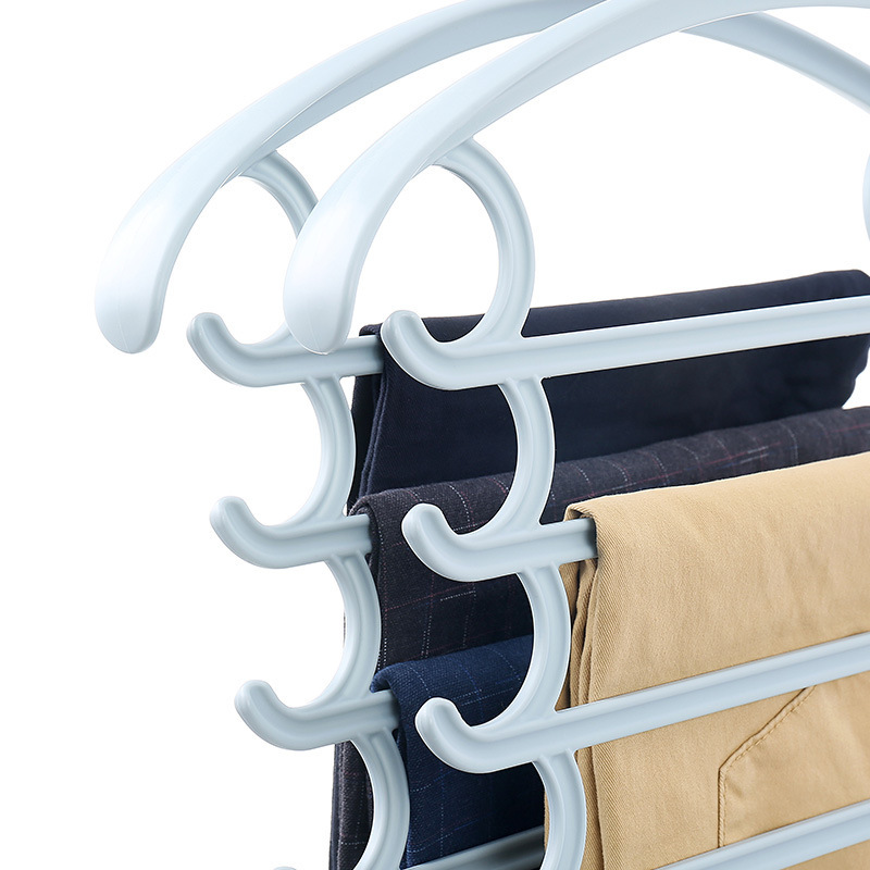 Creative multi-layer plastic adult magic pants rack wardrobe, four-layer scarf rack, multi-functional traceless clothes hanger, dress pants rack Application Scenario