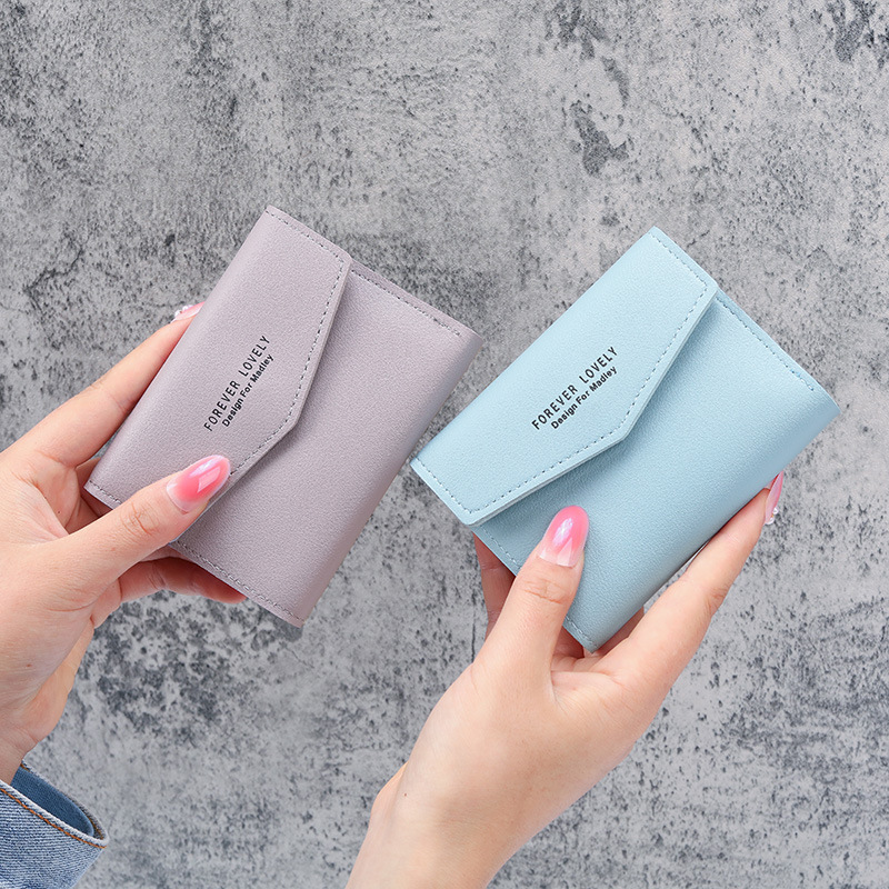 Factory direct sales 2021 Korean version new women's wallet, short, creative and fashionable wallet, student buckle coin purse Specification drawing