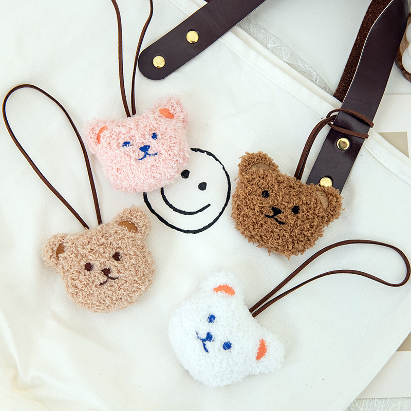 Korean Instagram cute bear head figurines, bag pendants, children's name identification tags, keychains, schoolbag pendants Specification drawing