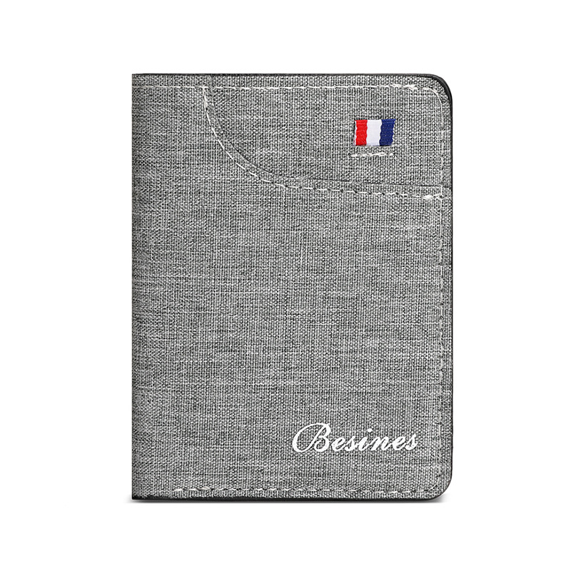Best-selling canvas vertical wallet, men's short cross-border wallet, men's wholesale US dollar wallet, men's leather wallet Item Picture