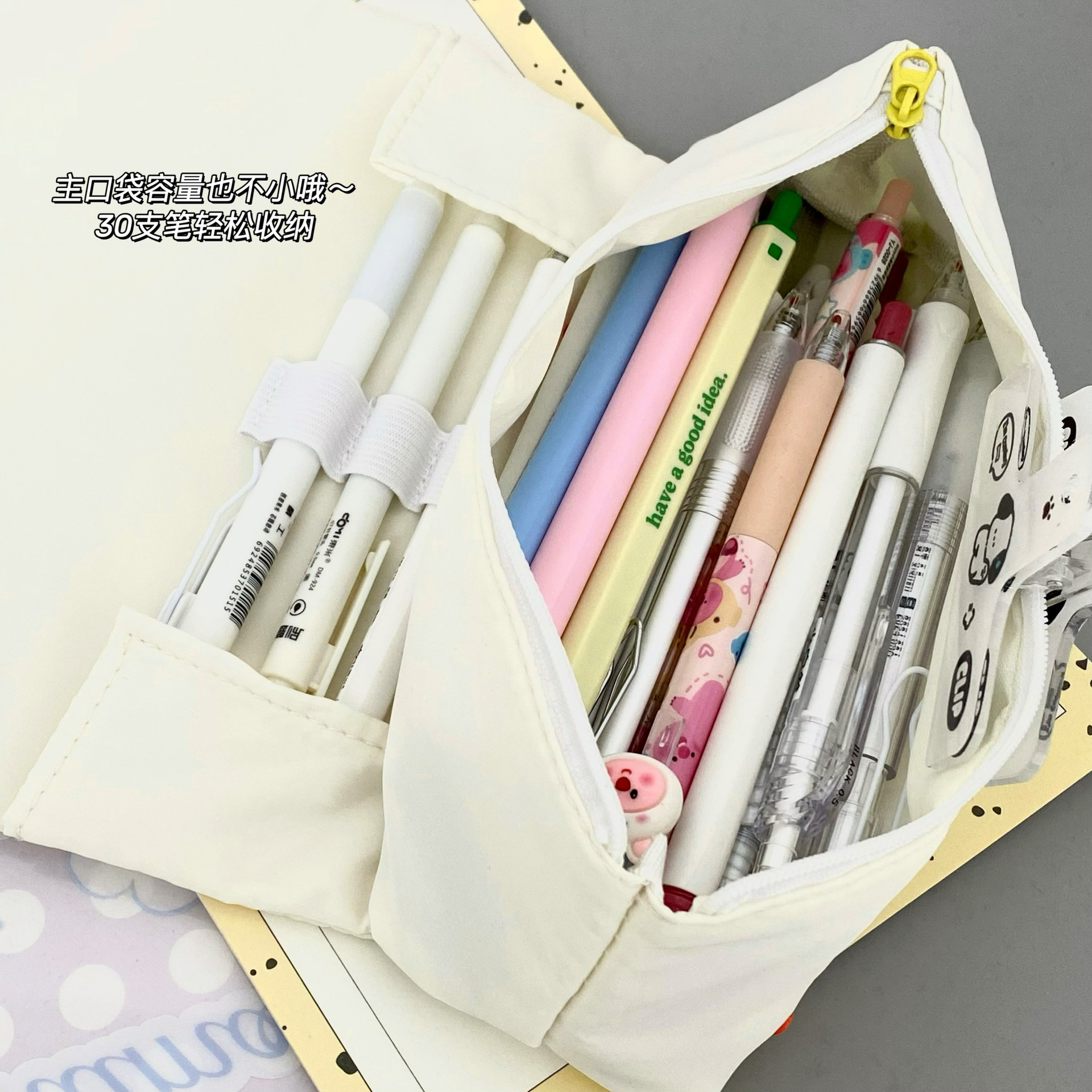 ins Japanese-style flip pen case for students, high appearance level, large capacity, minimalist solid color stationery box storage bag for junior and senior high school Application Scenario